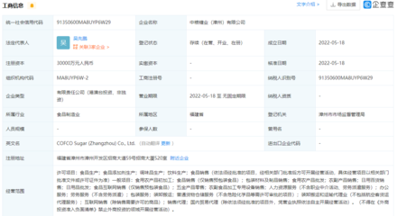 行業(yè)新動(dòng)脈 中糧糖業(yè)（漳州）揚(yáng)帆起航，3億元注資食用農(nóng)產(chǎn)品初加工
